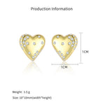 925 Sterling Silver Zircon Heart Stud Earrings 40200641