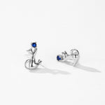 925 Sterling Silver Playful Cat Zircon Stud Earrings 40200650