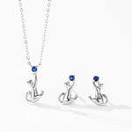 925 Sterling Silver Playful Cat Zircon Stud Earrings 40200650