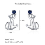 925 Sterling Silver Playful Cat Zircon Stud Earrings 40200650