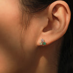 925 Sterling Silver Rainbow Zircon Triple Flower Stud Earrings 40200658