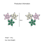 925 Sterling Silver Rainbow Zircon Triple Flower Stud Earrings 40200658