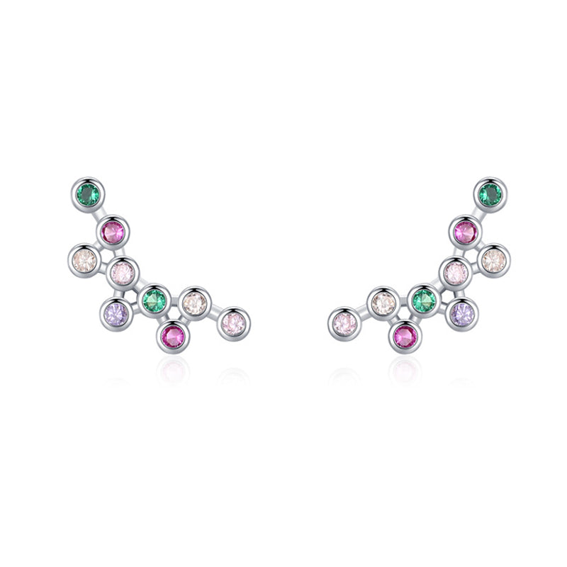 925 Sterling Silver Rainbow Zircon Bubble Cluster Ear Climbers 40200666