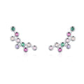 925 Sterling Silver Rainbow Zircon Bubble Cluster Ear Climbers 40200666
