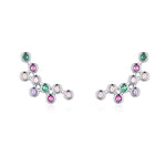925 Sterling Silver Rainbow Zircon Bubble Cluster Ear Climbers 40200666