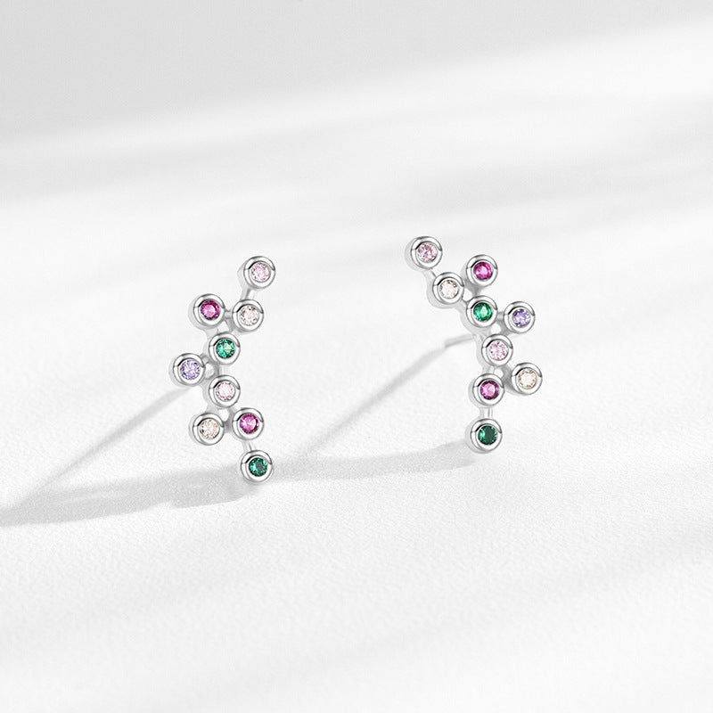 925 Sterling Silver Rainbow Zircon Bubble Cluster Ear Climbers 40200666