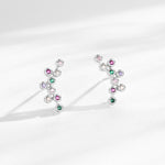 925 Sterling Silver Rainbow Zircon Bubble Cluster Ear Climbers 40200666