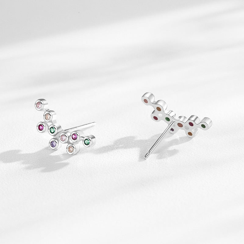 925 Sterling Silver Rainbow Zircon Bubble Cluster Ear Climbers 40200666