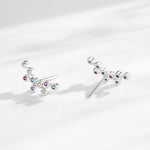 925 Sterling Silver Rainbow Zircon Bubble Cluster Ear Climbers 40200666