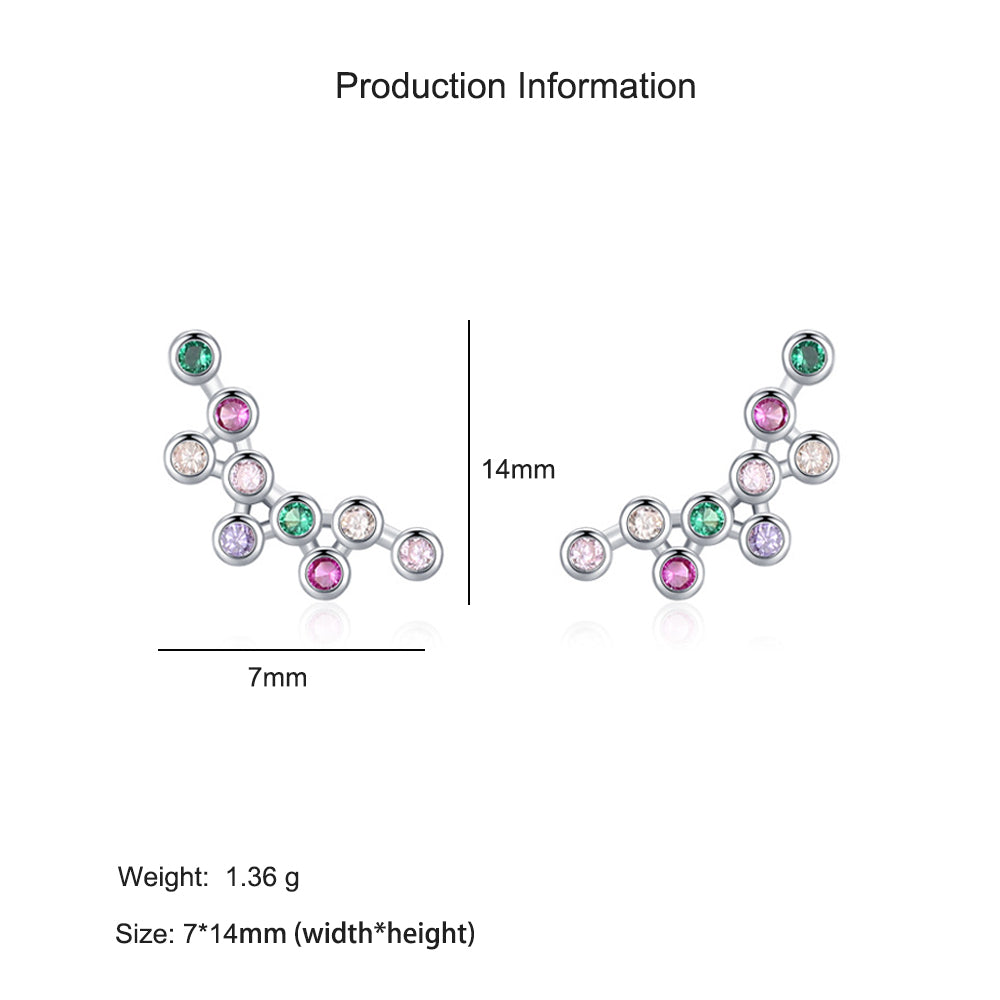 925 Sterling Silver Rainbow Zircon Bubble Cluster Ear Climbers 40200666