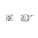 925 Sterling Silver Geometric Cube Zircon Stud Earrings 40200675