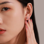 925 Sterling Silver Geometric Cube Zircon Stud Earrings 40200675
