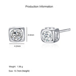925 Sterling Silver Geometric Cube Zircon Stud Earrings 40200675