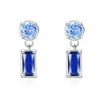 925 Sterling Silver Blue Zircon Drop Stud Earrings 40200698