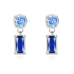 925 Sterling Silver Blue Zircon Drop Stud Earrings 40200698