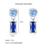 925 Sterling Silver Blue Zircon Drop Stud Earrings 40200698