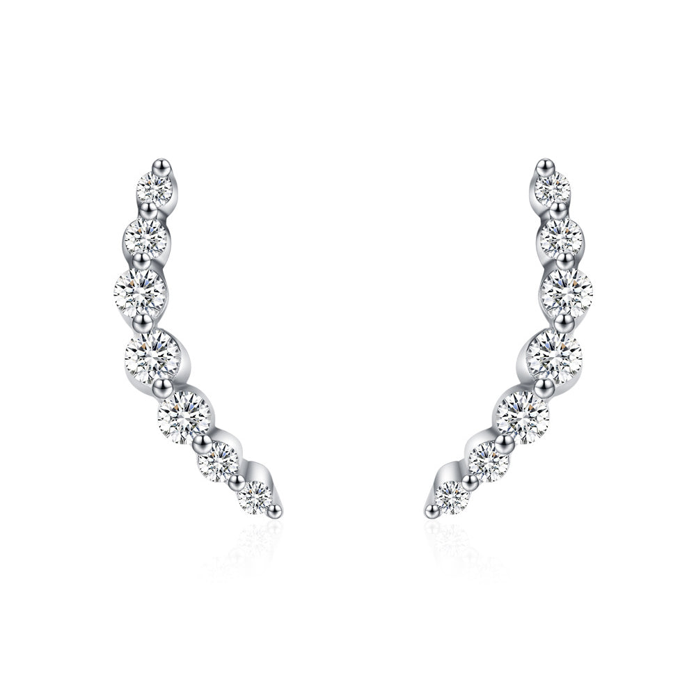 925 Sterling Silver Curved Zircon Smile Ear Climbers 40200727