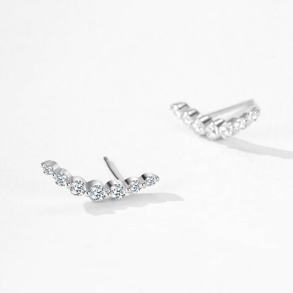 925 Sterling Silver Curved Zircon Smile Ear Climbers 40200727