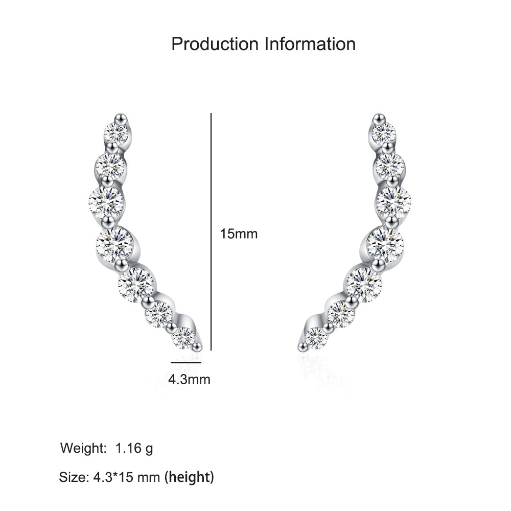 925 Sterling Silver Curved Zircon Smile Ear Climbers 40200727