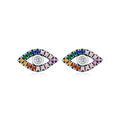 925 Sterling Silver Rainbow Pavé Evil Eye Zircon Stud Earrings 40200736
