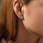925 Sterling Silver Rainbow Pavé Evil Eye Zircon Stud Earrings 40200736