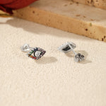 925 Sterling Silver Rainbow Pavé Evil Eye Zircon Stud Earrings 40200736