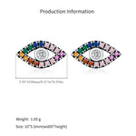 925 Sterling Silver Rainbow Pavé Evil Eye Zircon Stud Earrings 40200736