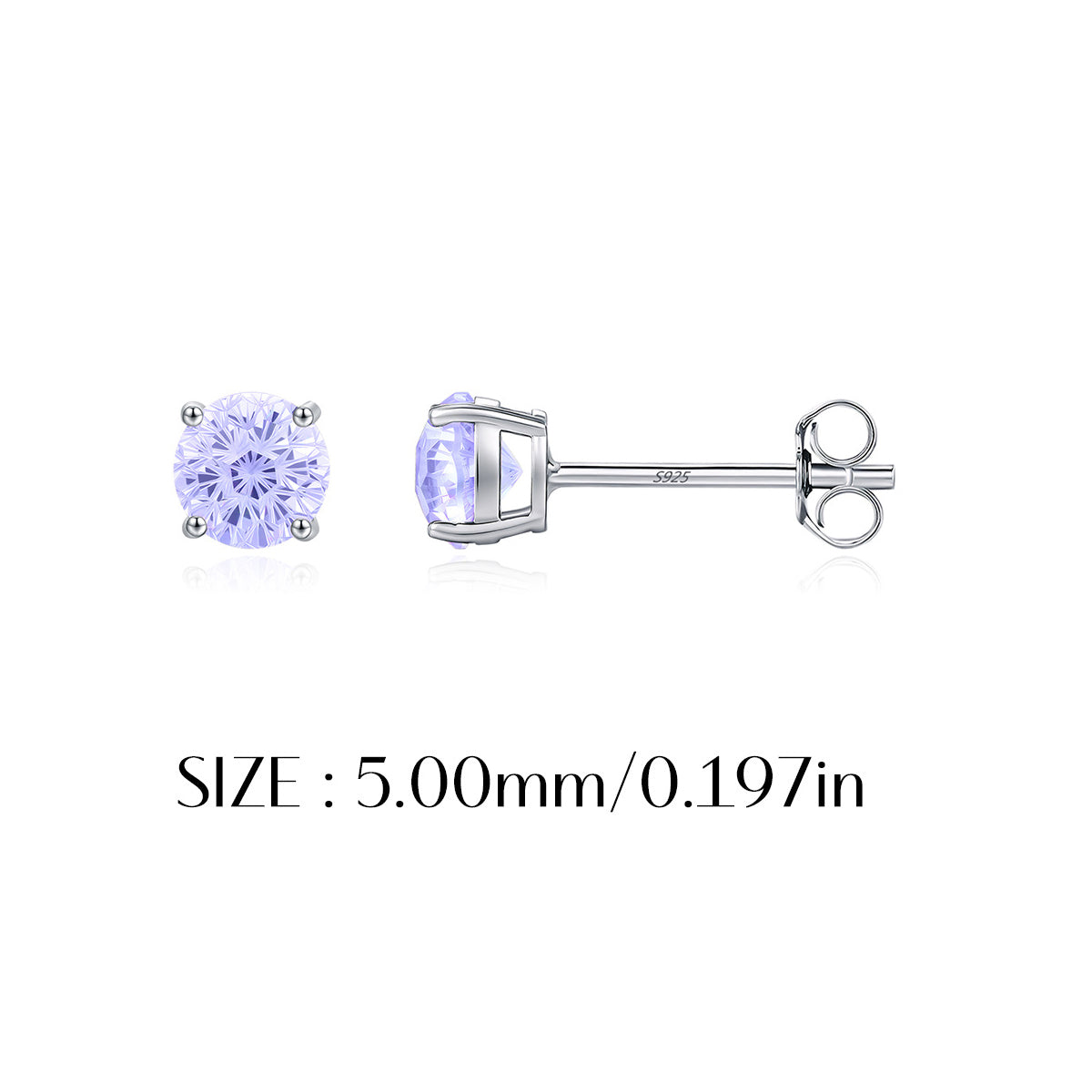 925 Sterling Silver Lavender Fireworks Cut Stud Earrings 40200746