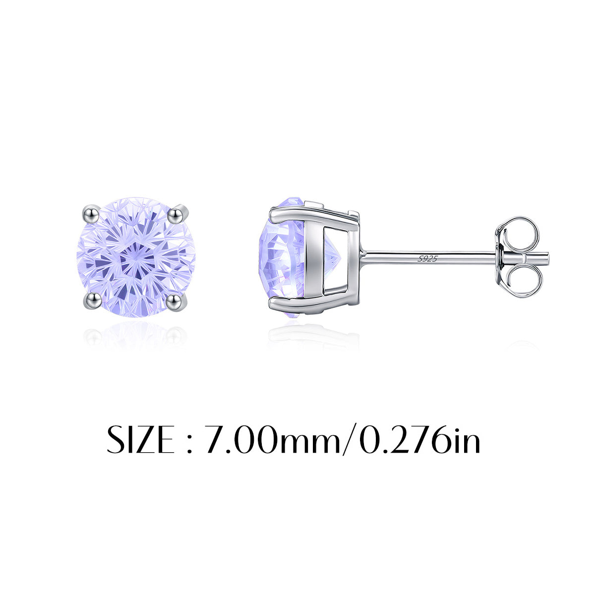 925 Sterling Silver Lavender Fireworks Cut Stud Earrings 40200746