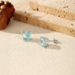 925 Sterling Silver Fireworks Cut Aquamarine Blue Zircon Stud Earrings 40200747