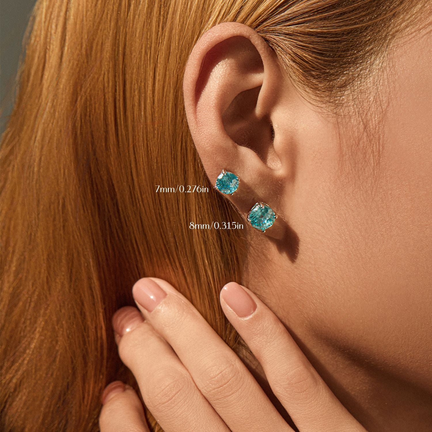 925 Sterling Silver Fireworks Cut Aquamarine Blue Zircon Stud Earrings 40200747