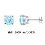 925 Sterling Silver Fireworks Cut Aquamarine Blue Zircon Stud Earrings 40200747