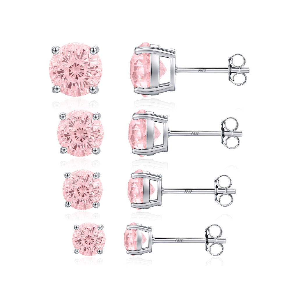 925 Sterling Silver Fireworks Cut Morganite Pink Zircon Stud Earrings 40200749