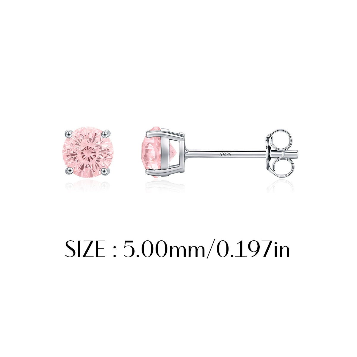 925 Sterling Silver Fireworks Cut Morganite Pink Zircon Stud Earrings 40200749