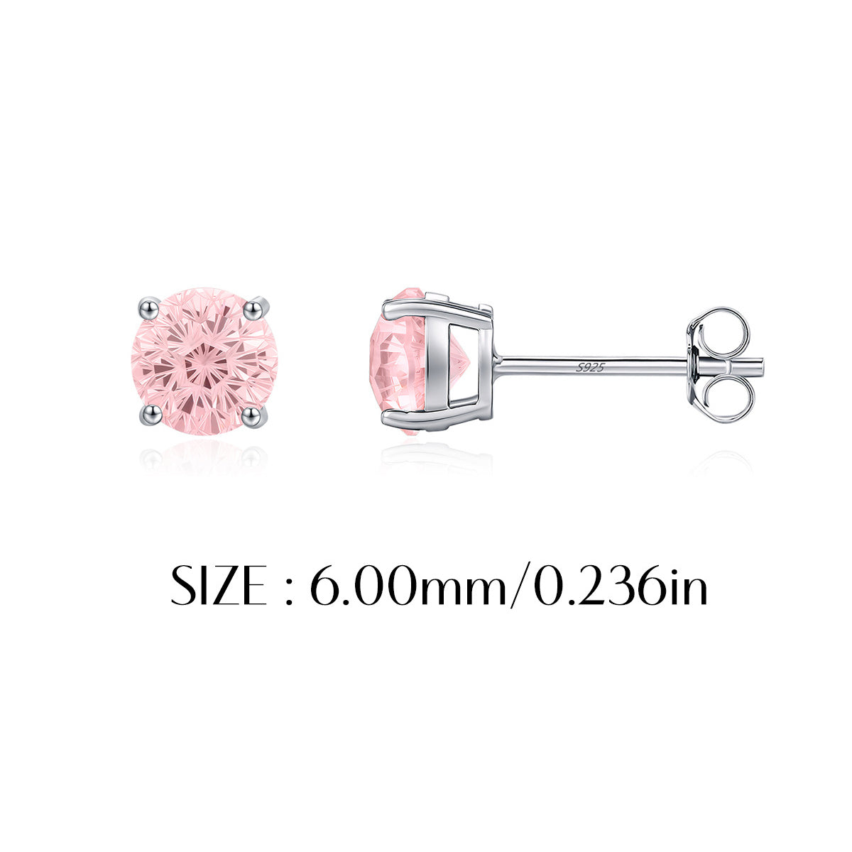 925 Sterling Silver Fireworks Cut Morganite Pink Zircon Stud Earrings 40200749