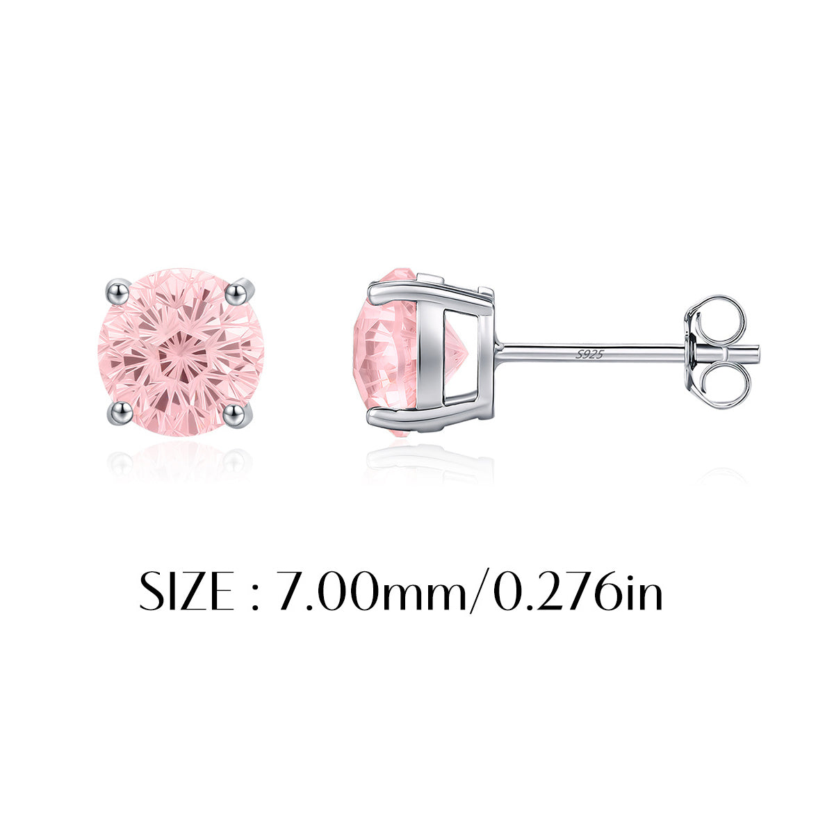 925 Sterling Silver Morganite Pink Fireworks Cut Stud Earrings 40200749