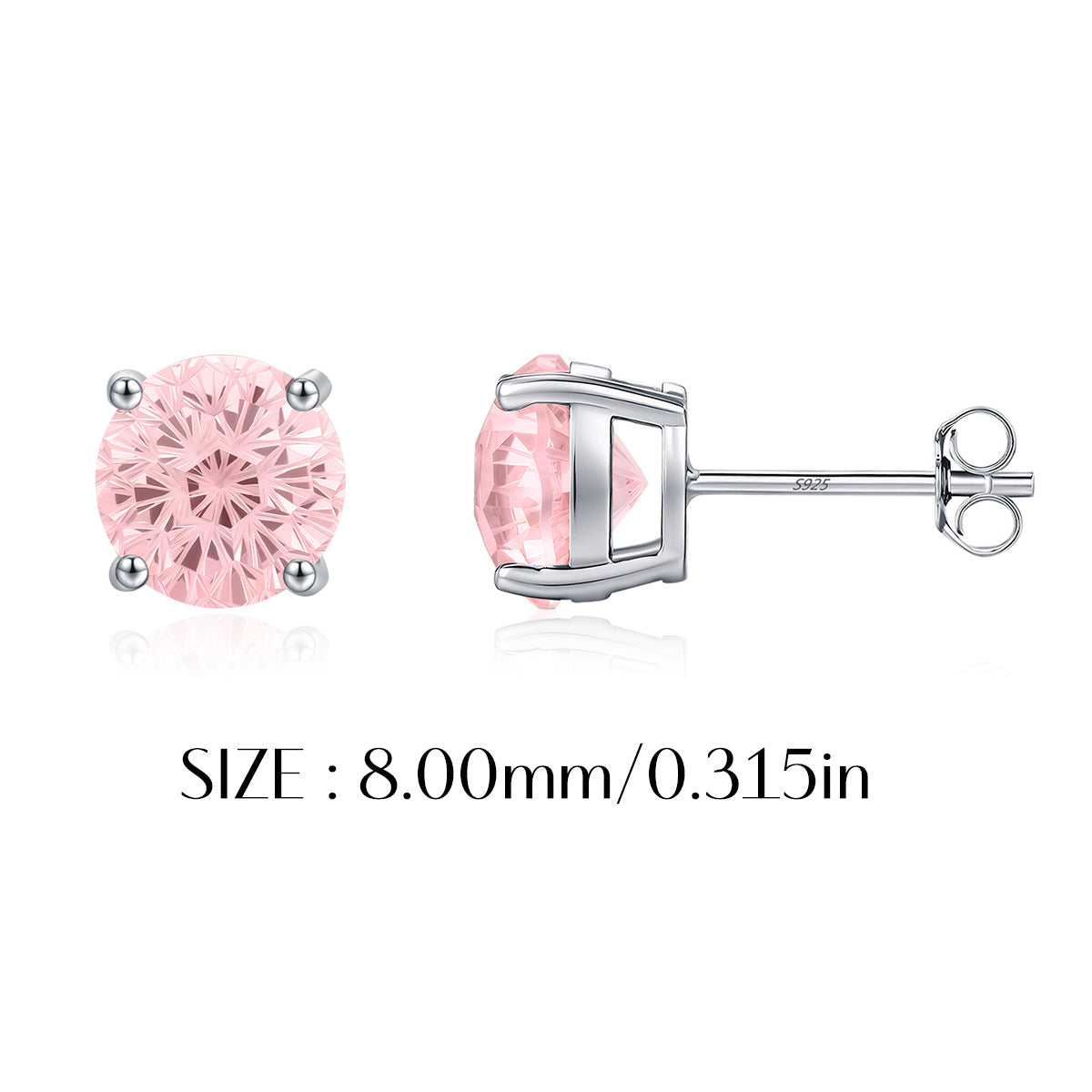 925 Sterling Silver Fireworks Cut Morganite Pink Zircon Stud Earrings 40200749