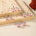 925 Sterling Silver Fireworks Cut Morganite Pink Zircon Stud Earrings 40200749