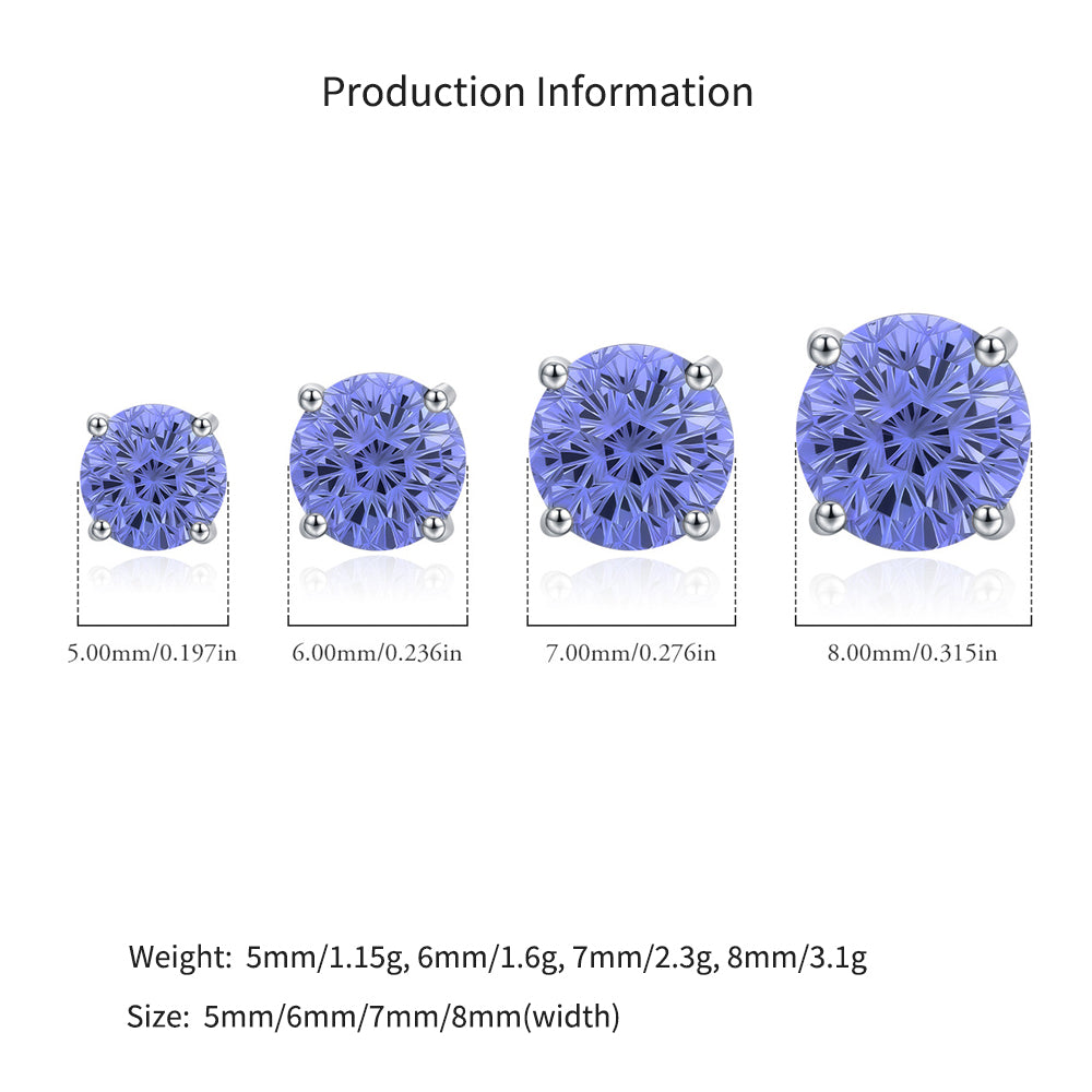 925 Sterling Silver Fireworks Cut Tanzanite Zircon Stud Earrings 40200750