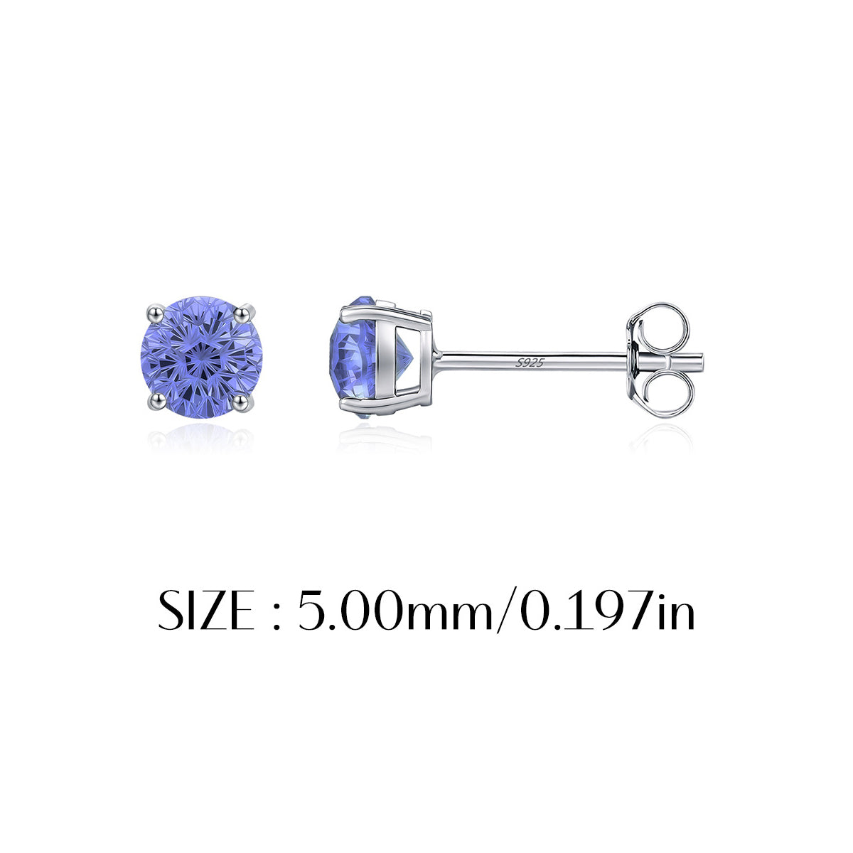 925 Sterling Silver Fireworks Cut Tanzanite Zircon Stud Earrings 40200750