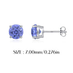 925 Sterling Silver Fireworks Cut Tanzanite Zircon Stud Earrings 40200750