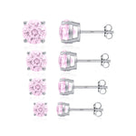 925 Sterling Silver Light Pink Fireworks Cut Stud Earrings 40200751
