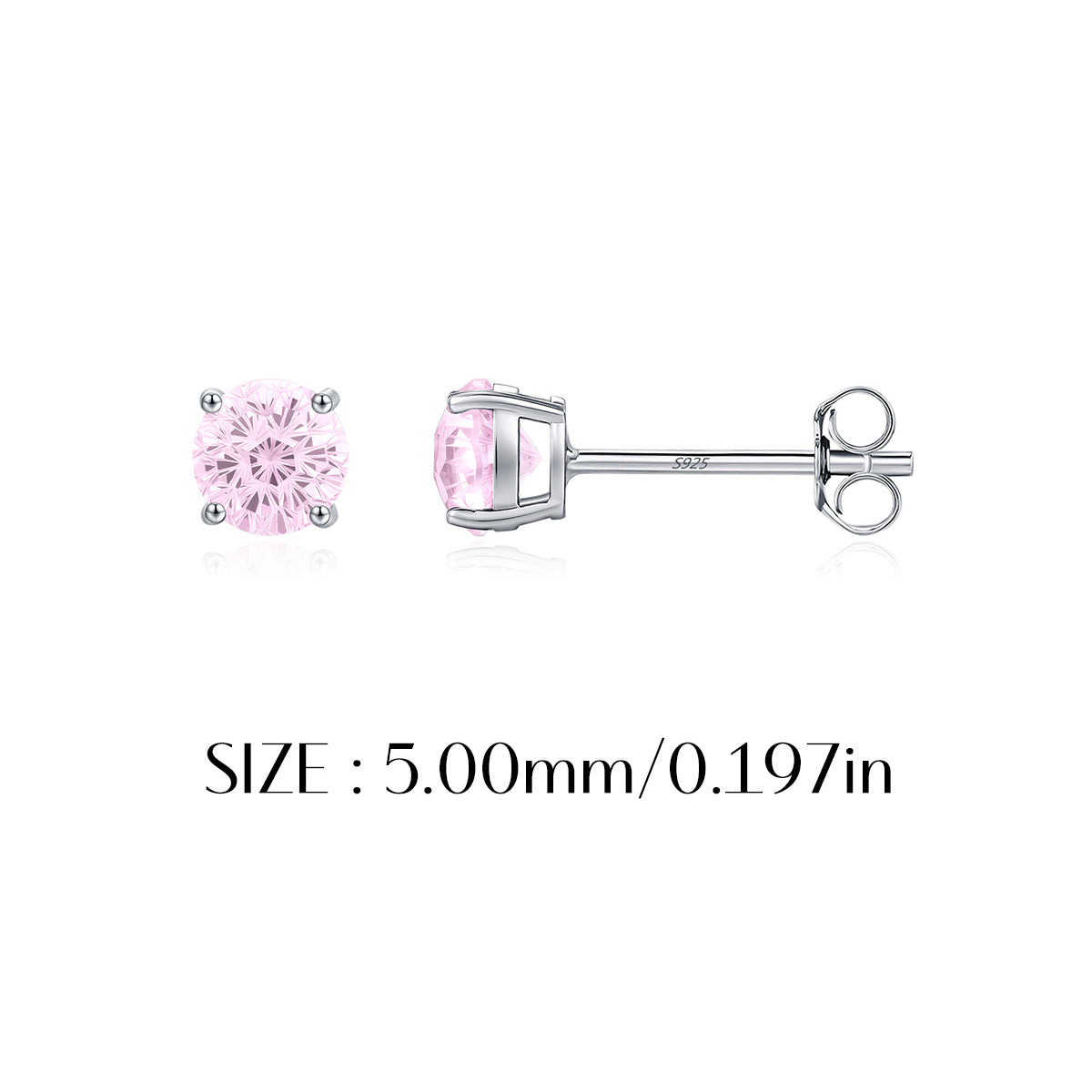 925 Sterling Silver Light Pink Fireworks Cut Stud Earrings 40200751