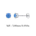 925 Sterling Silver Fireworks Cut Aquamarine Zircon Stud Earrings 40200752