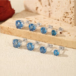 925 Sterling Silver Fireworks Cut Aquamarine Zircon Stud Earrings 40200752
