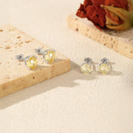 925 Sterling Silver Fireworks Cut Yellow Zircon Stud Earrings 40200753