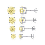 925 Sterling Silver Fireworks Cut Yellow Zircon Stud Earrings 40200753