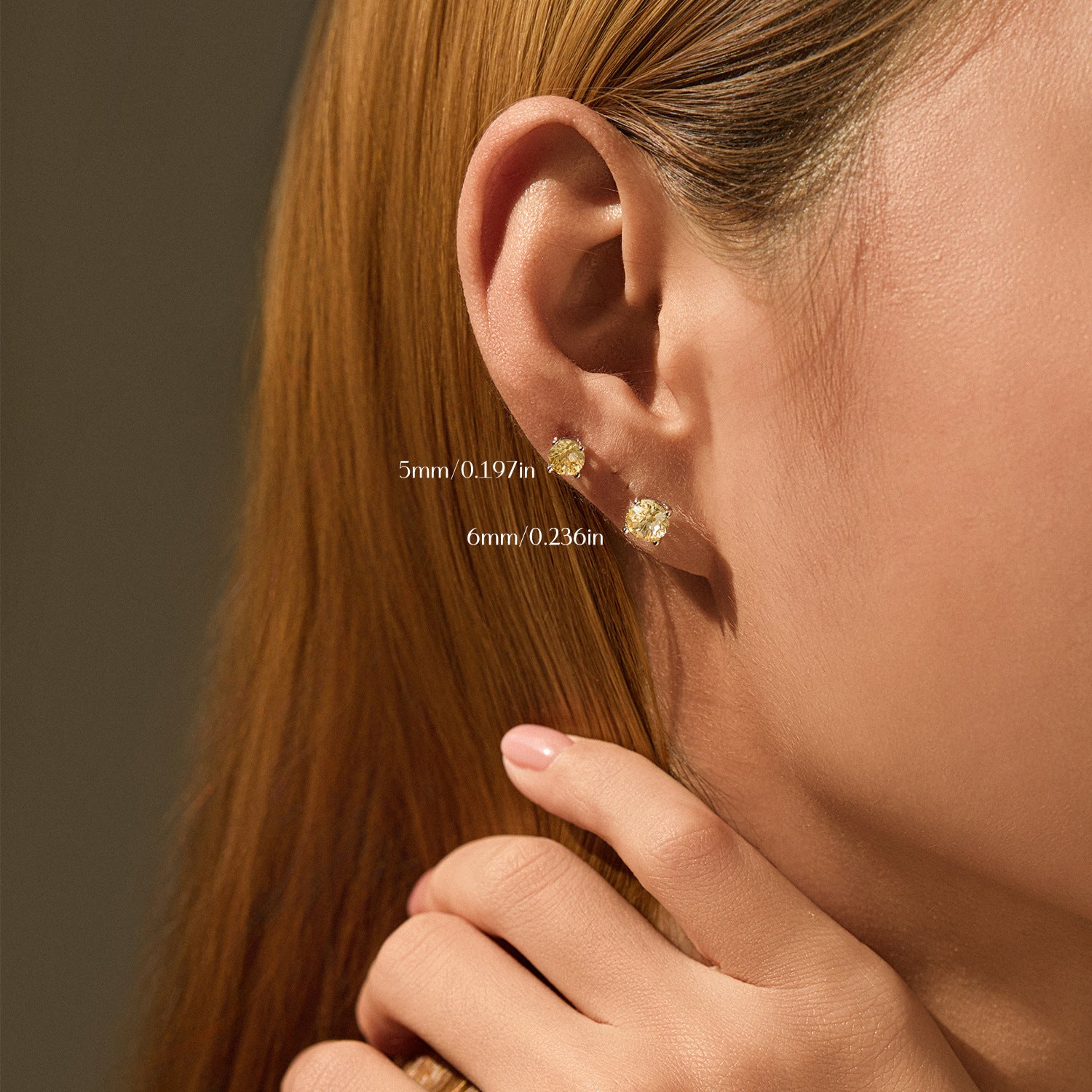 925 Sterling Silver Fireworks Cut Yellow Zircon Stud Earrings 40200753