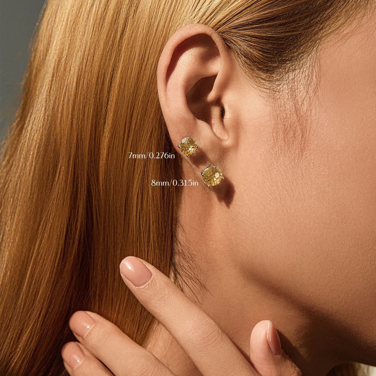 925 Sterling Silver Fireworks Cut Yellow Zircon Stud Earrings 40200753