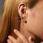 925 Sterling Silver Fireworks Cut Yellow Zircon Stud Earrings 40200753
